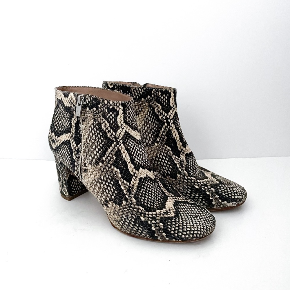 Loeffler Randall Faux Snakeskin Leather Side Zipper Ankle Boots